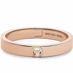 Michael Kors Rose Gold Hinged Logo Bracelet